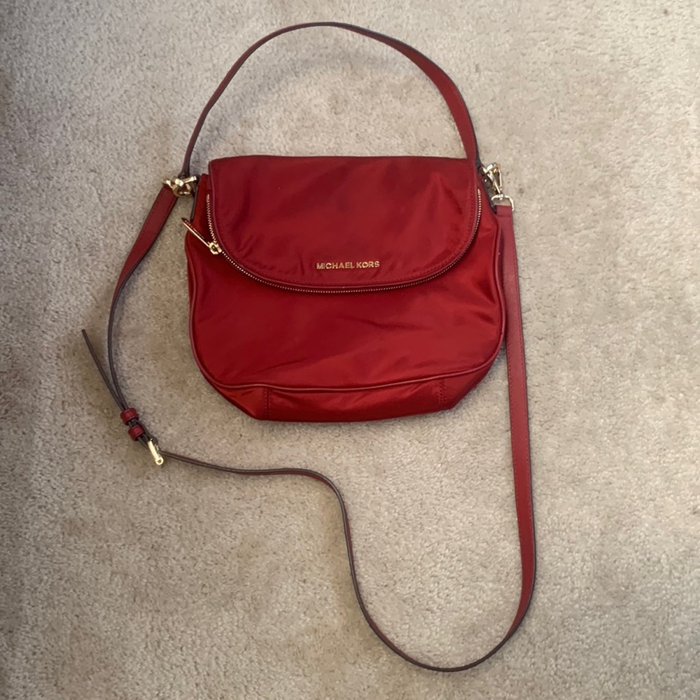Red Micheal kors crossbody bag with tophandle